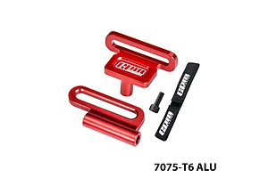 GPM Aluminium Battery Hold-Down Retainer and Strap Set - Red