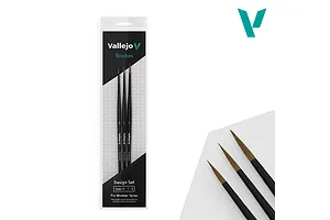 Vallejo Pro Modeller Detail Design Brush Set - Natural Hair 3Pcs