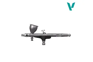 Vallejo Innovator gravity-fed precision airbrush shown from the side in a clean studio setting against a white background.
