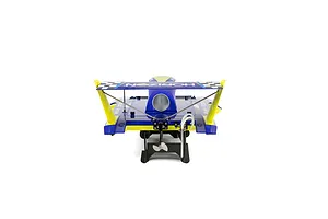 Rear view of the Pro Boat Miss Illinois U-34 RC boat showing the propeller, rudder, and rear wing on a white background.