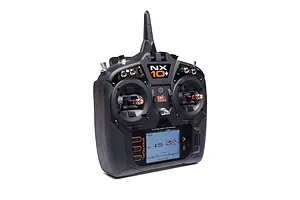 Spektrum NX10+ 20-channel DSMX radio transmitter viewed from the front against a clean white background.