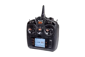 Spektrum NX8+ 20-channel DSMX radio transmitter viewed from the front against a pure white background.