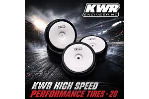KWR 1/10 High Speed 28 High Performance Competition Tyres on White Dish Rims - Glued Wheels 4Pcs image 2