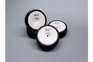 KWR 1/10 High Speed 32 High Performance Competition Tyres on White Dish Rims - Glued Wheels 4Pcs