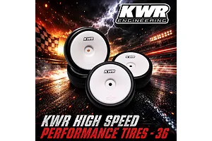 KWR 1/10 High Speed 36 High Performance Competition Tyres on White Dish Rims - Glued Wheels 4Pcs image 2