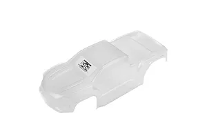 Pro-Line 1/16 Brute unpainted clear RC truck body shell viewed from above against a white background.