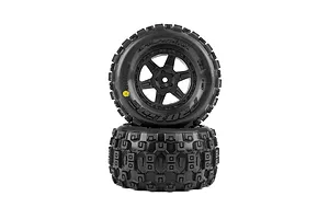 Pro-Line 1/16 Badlands MX Tyres on Black Desperado 2.0 Rims - Glued Wheels 2Pcs