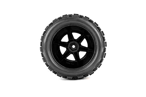 Pro-Line 1/16 Badlands MX tyre mounted on a black Desperado 2.0 wheel against a white background.