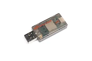 Spektrum USB wireless simulator dongle featuring a translucent smoky case and red branding on a clean white background.