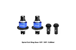 GPM Carbon Steel/Aluminium Front and Rear Complete 12T/30T Differential with Pinions Set - Blue