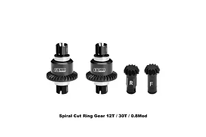GPM Carbon Steel/Aluminium Front and Rear Complete 12T/30T Differential with Pinions Set - Black