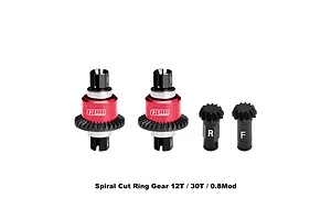 GPM Carbon Steel/Aluminium Front and Rear Complete 12T/30T Differential with Pinions Set - Red