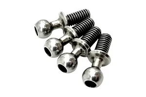 RC Maker 4.3mm Long Polished Male Ball Studs 4Pcs