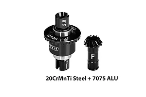 GPM 20CrMnTi Steel &amp; Aluminium 12T/30T 32dp/0.8Mod Complete Front Differential - Black