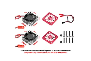 GPM 35x10mm 20,000RPM High Speed Cooling Fans with Aluminium Covers 2Pcs - Red