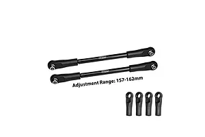 GPM Carbon Steel 157-162mm Adjustable Rear Upper Toe Links 2Pcs - Black