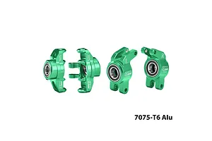 GPM Aluminium Steering &amp; Rear Hubs 4Pcs w/ Larger Bearings - Green