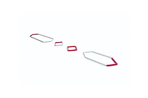 Kyosho Circuit Fence Set pieces arranged on a clean white background, showing modular white and red barrier sections.