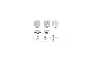 Diagram showing the contents of the Kyosho Mini-Z Carpet Track expansion set including tiles, borders, and joint locks with quantities.