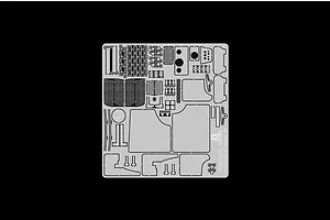 Photo-etched metal detail parts sheet for the Italeri Lancia Delta model kit, showing grilles, panels, and trim.