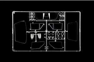Clear plastic model kit sprue containing windows and transparent parts for the Italeri Lancia Delta model.