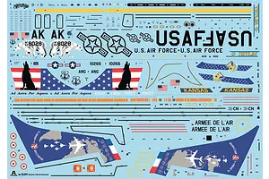 Water slide decal sheet for Italeri 1/72 KC-135 Stratotanker model kit with various military markings and insignias.