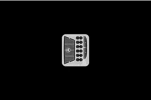 Photo-etched metal detail parts sheet for Lancia Fulvia model kit against a solid black background.
