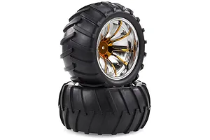 HSP 2.8" Off Road V-Groove Tyres on Orange Chrome Rims - Wheels 2Pcs image 16259