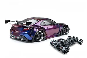 MST GR86RB RC drift car in iridescence purple with a separate chassis shown against a plain white background.