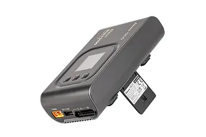 Gens Ace iMars S100 G-Tech Smart Charger in black, angled view showing output ports, display screen, and label.