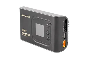 Gens Ace iMars S100 G-Tech Smart Charger in black, shown from a three-quarter angle against a plain white background.