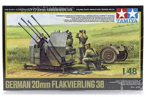 Tamiya 1/48 German 20mm Flakvierling 38 with Trailer Scaled Plastic Model Kit