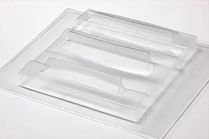 Unpainted clear polycarbonate ducktail spoiler set from Pandora RC shown against a neutral white background.