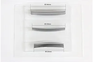 Pandora RC Ducktail Spoiler Set 3400 shown in clear packaging with measurement dimensions overlaid.