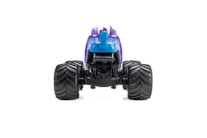 Rear view of the Losi Mini LMT Sparkle Smash 1/18 scale RC monster truck on a white background