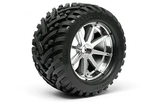 HPI 3.3" Savage Super Mudder Tyres on Chrome Ringz Rims - Glued Wheels 2Pcs image 16786