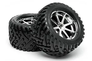 HPI 3.3" Savage Super Mudder Tyres on Chrome Ringz Rims - Glued Wheels 2Pcs image 16790