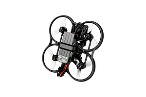 BetaFPV Pavo20 Pro II FPV drone with a mounted battery, angled view on white background