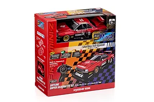 Kyosho First Mini-Z 1982 Nissan Super Silhouette RC car inside its red retail display packaging box on a white background.