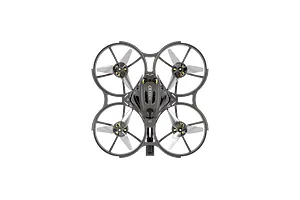Top down view of the CaddxFPV Curve Micro FPV Drone in black featuring ducted propellers and a central camera frame.