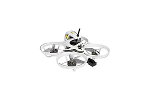 Studio product view of the CaddxFPV Curve Micro FPV Drone in white with propeller guards and canopy.