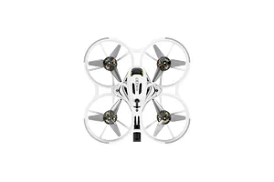 Top-down studio shot of the white CaddxFPV Curve Micro FPV Drone showing its quadcopter frame, propeller guards, and camera.