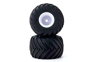 Kyosho 2.3" Monster V-Shaped Tyres on White Rims 2Pcs