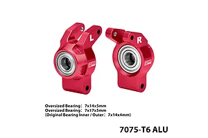 GPM Aluminium Rear Hubs with Larger Bearings 2Pcs - Red