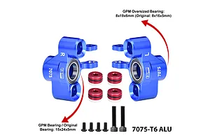 GPM Aluminium Steering Hubs with Larger Outer Bearings 2Pcs - Blue