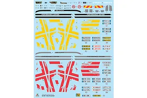 Water slide decal sheet for Italeri 1/24 Volvo FH Low Roof truck model kit featuring graphics and license plates.