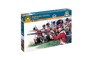 Italeri 1/72 Highlander Infantry Napoleonic Wars plastic model kit box featuring illustrated soldiers.