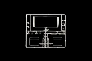 Clear plastic parts sprue containing windshield and window components for the Italeri Renault AE500 Magnum model kit.