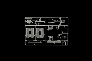 Grey plastic model kit sprue part labeled with the number 3 against a black background.