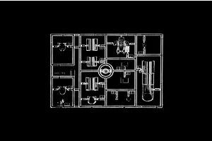 Clear plastic model sprue featuring transparent canopy and cockpit parts against a black background.